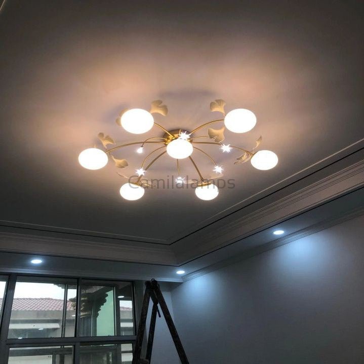 Natha Ceramic Ginkgo Glass Modern Flushmount Lamp - Camilalamps - CAM - 5054