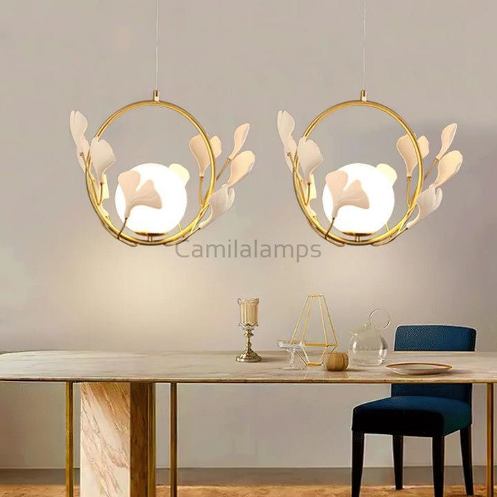 Natha Ceramic Ginkgo Kitchen Island Pendant Light - Camilalamps - CAM - 5051