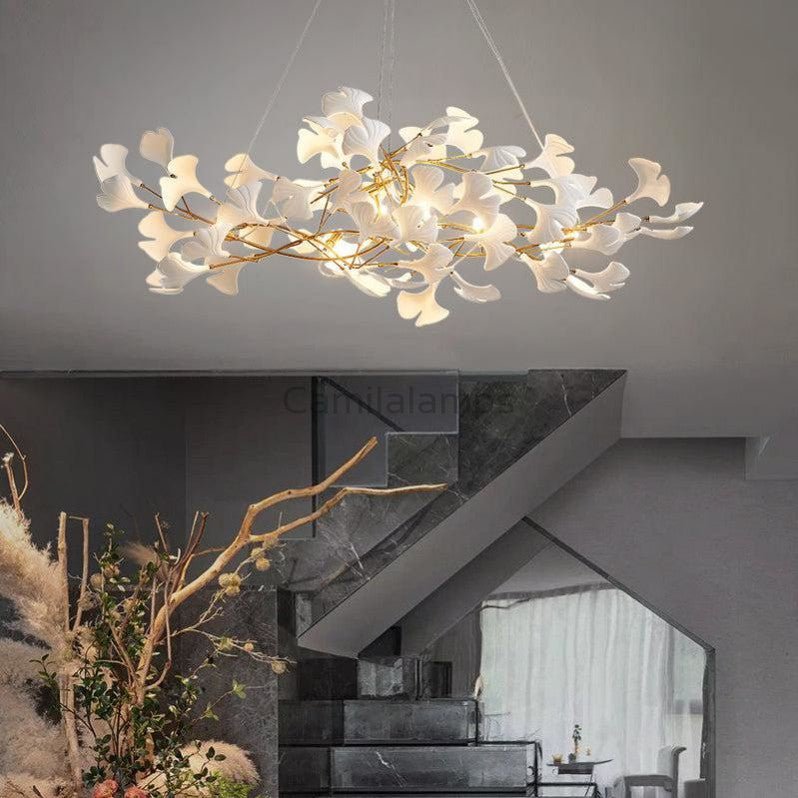 Natha Ceramic Ginkgo Linear Chandelier - Camilalamps - CAM - GK001