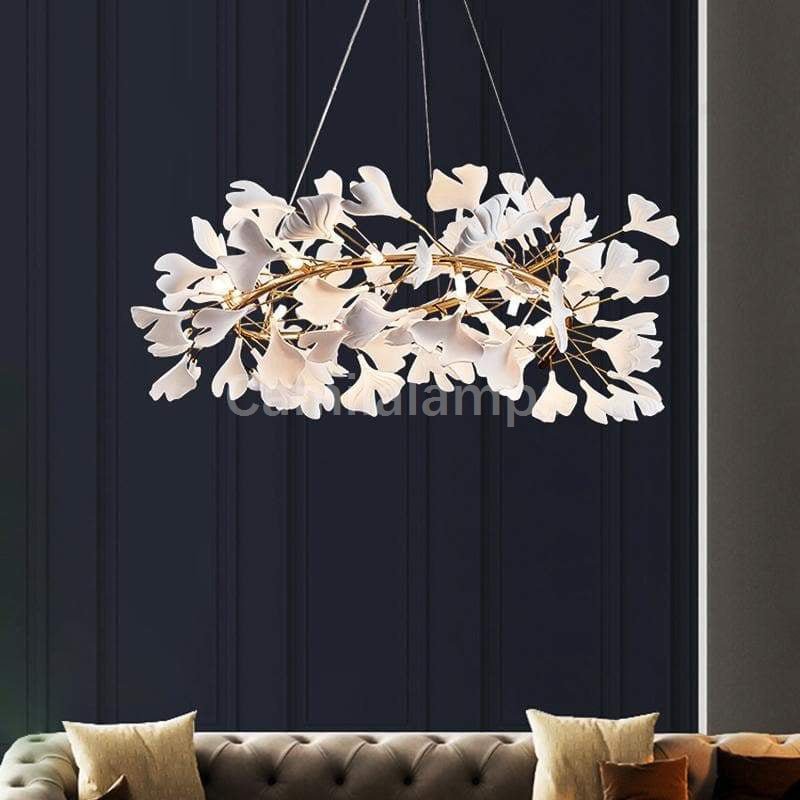 Natha Ceramic Ginkgo Round Chandelier - Camilalamps - CAM - GK003