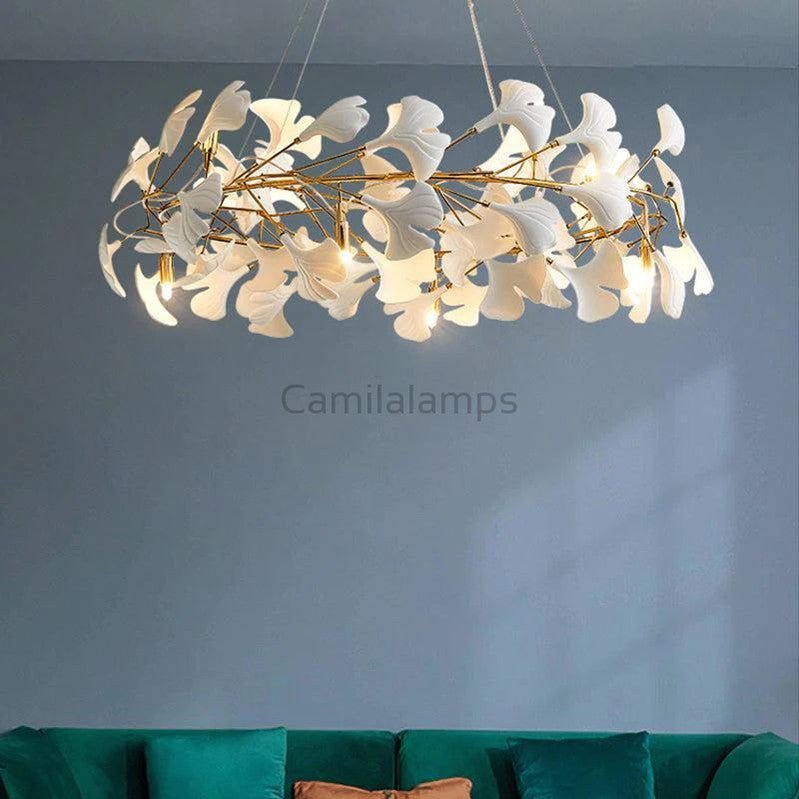 Natha Ceramic Ginkgo Round Chandelier - Camilalamps - CAM - GK005