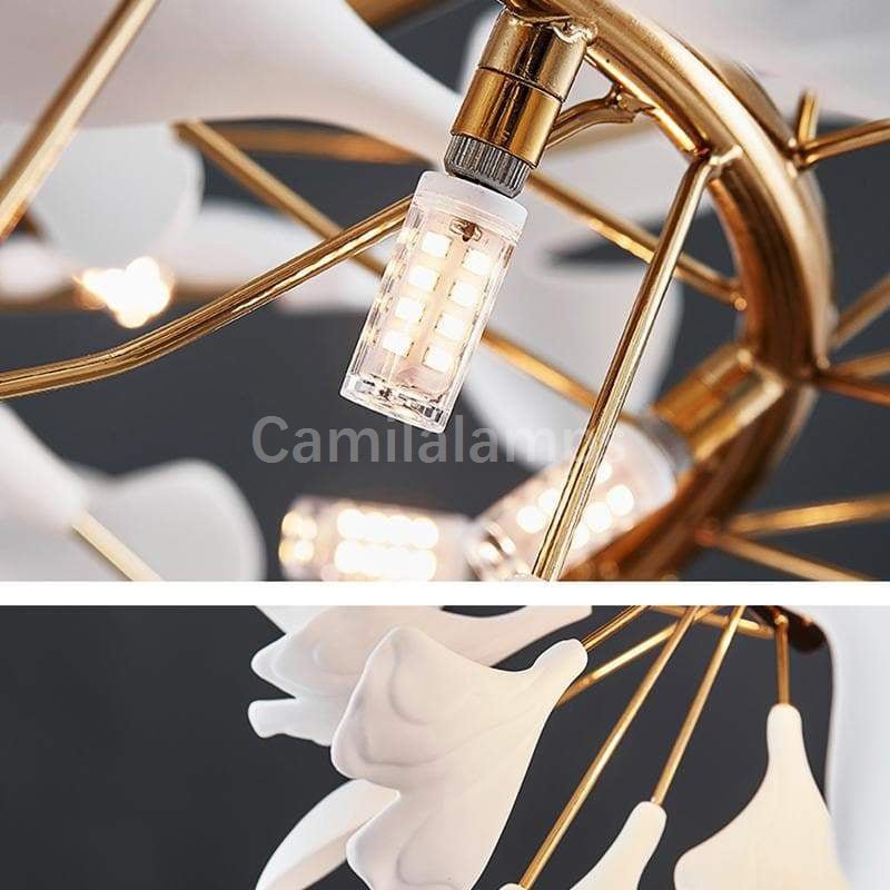 Natha Ceramic Ginkgo Round Chandelier - Camilalamps - CAM - GK003