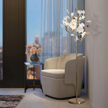 Natha Ginkgo Ceramic Leaf Modern Floor Lamp - Camilalamps - CAM - 5016