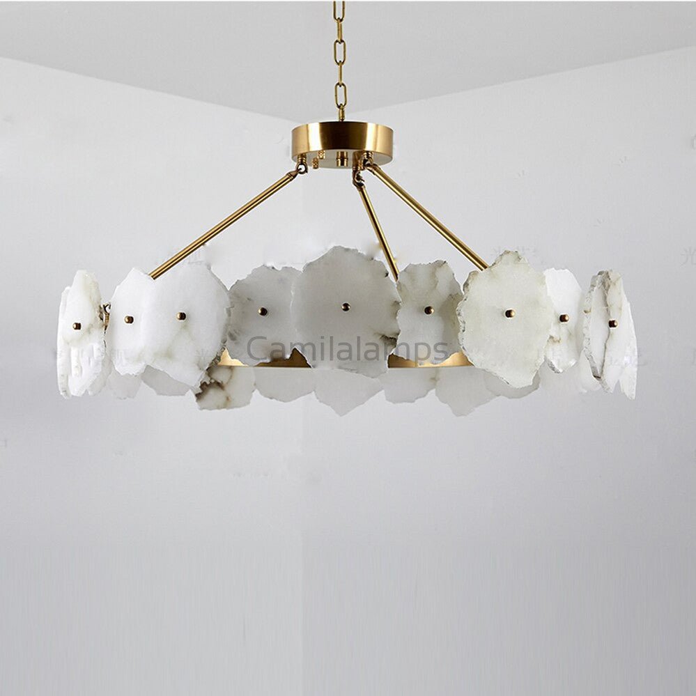 Natural Alabaster Modern Round Chandelier - Camilalamps - Natur - 1290 - D40" - 2