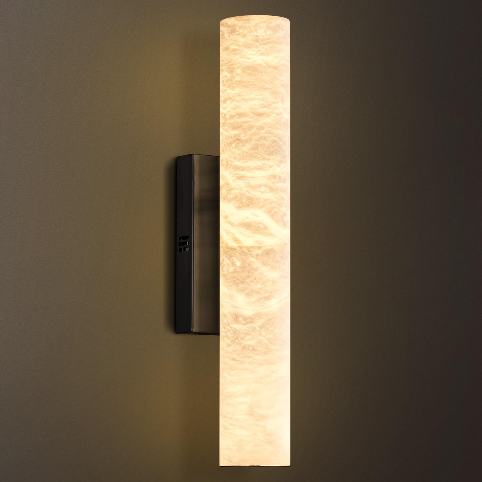 Natural Alabaster Wall Sconces, 20" Wall Sconce, Modern Bronze Sconce Wall Lighting, Indoor Black Sconce, Bathroom Vanity Light for Living Room, Bedroom, Hallway, Stairs, Fireplace - Camilalamps - B0DMNPRJKZ