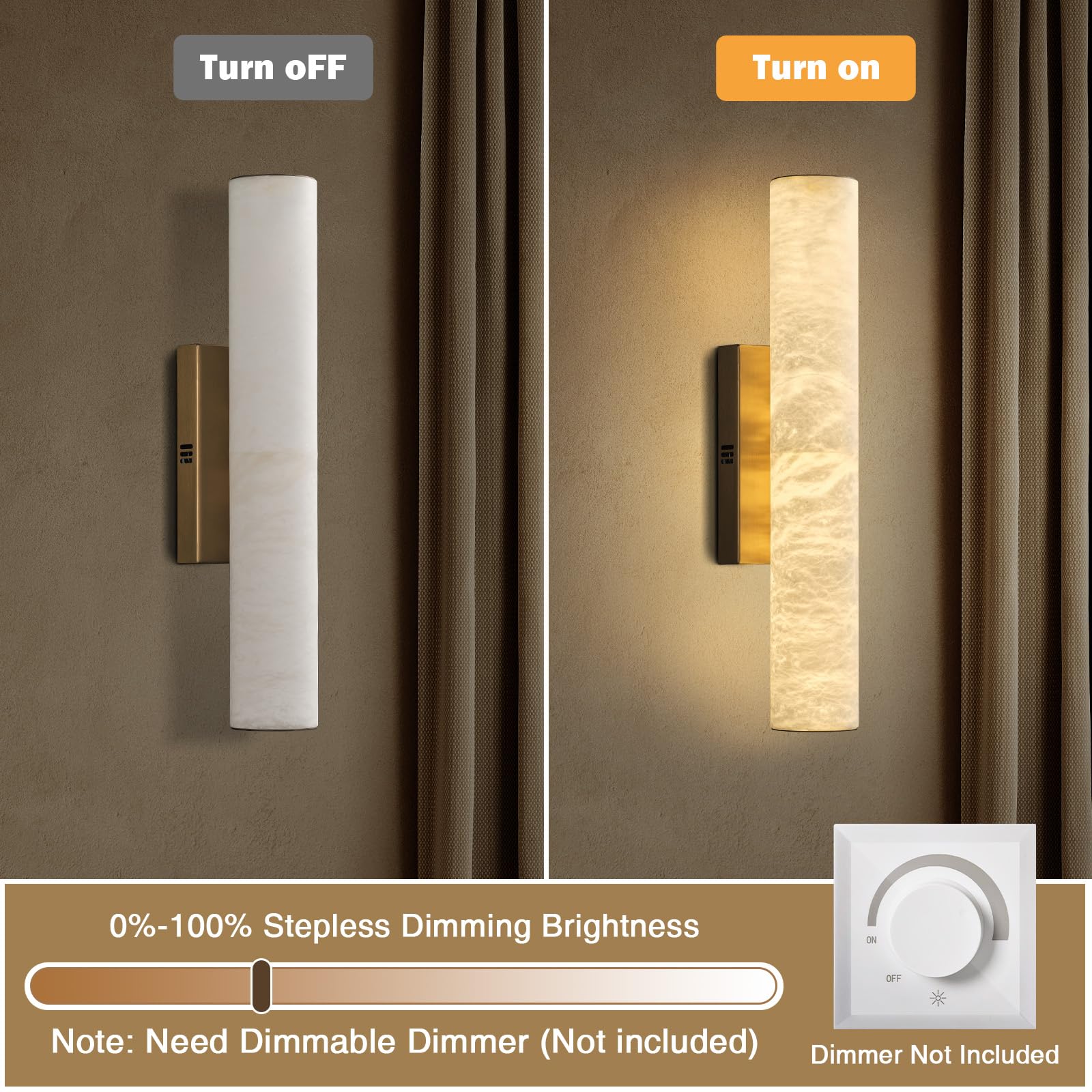 Natural Alabaster Wall Sconces, 20" Wall Sconce, Modern Bronze Sconce Wall Lighting, Indoor Black Sconce, Bathroom Vanity Light for Living Room, Bedroom, Hallway, Stairs, Fireplace - Camilalamps - B0DMNPRJKZ