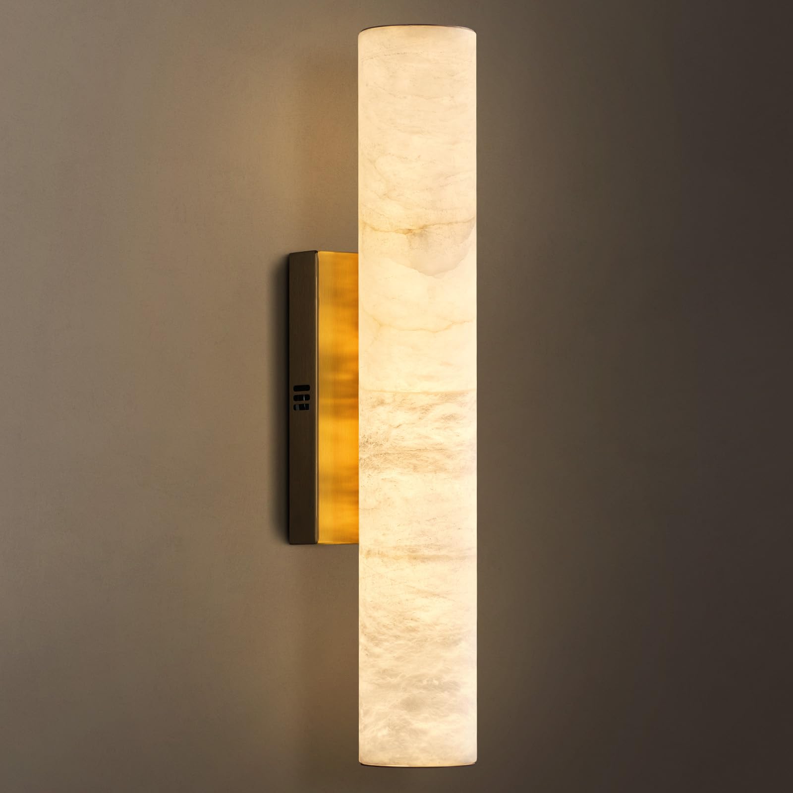 Natural Alabaster Wall Sconces, 20" Wall Sconce, Modern Bronze Sconce Wall Lighting, Indoor Black Sconce, Bathroom Vanity Light for Living Room, Bedroom, Hallway, Stairs, Fireplace - Camilalamps - B0DMNNPN21