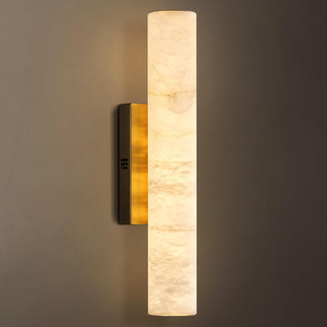 Natural Alabaster Wall Sconces, 20" Wall Sconce, Modern Bronze Sconce Wall Lighting, Indoor Black Sconce, Bathroom Vanity Light for Living Room, Bedroom, Hallway, Stairs, Fireplace - Camilalamps - B0DMNNPN21