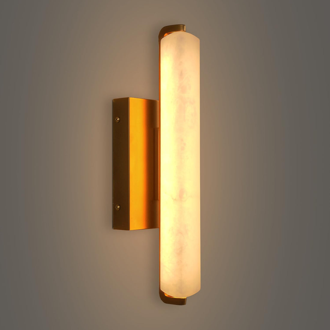 Natural Alabaster Wall Sconces, 25" Black Hand Carved Spanish Alabaster Wall Sconce, Indoor Modern Black Sconce, Rectangle Marble Sconces for Living Room Bedroom Bathroom Stairs Hallway - Camilalamps - B0FD33PGZ2