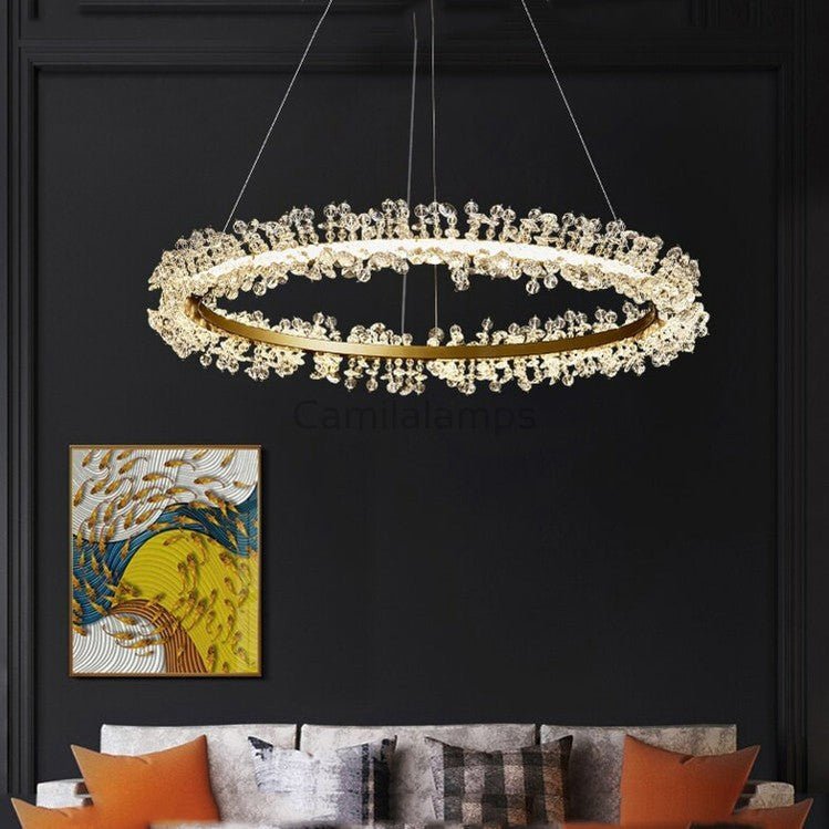 Nolan Halo Crystal Chandelier - Camilalamps - Ca-1a-1618