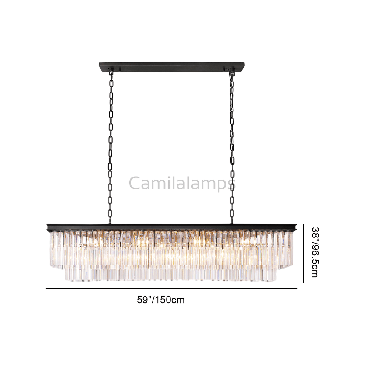 Odeon Crystal 2 - Layer Rectangle Chandelier - Camilalamps - CA0134