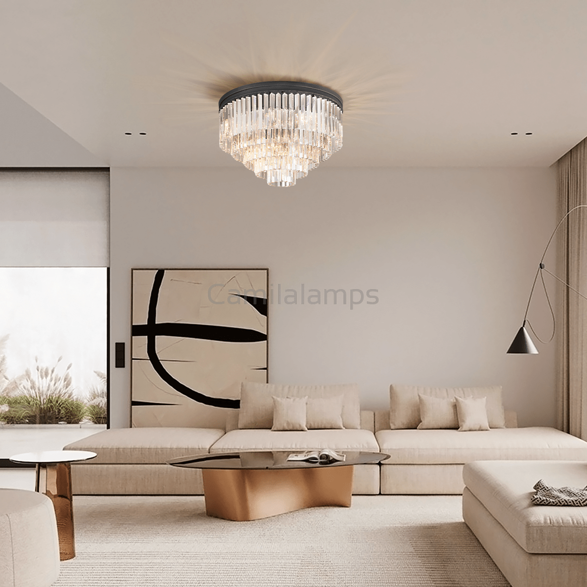 Odeon Crystal Multi - Layer Round Ceiling 20" 32" - Camilalamps - CH - M89