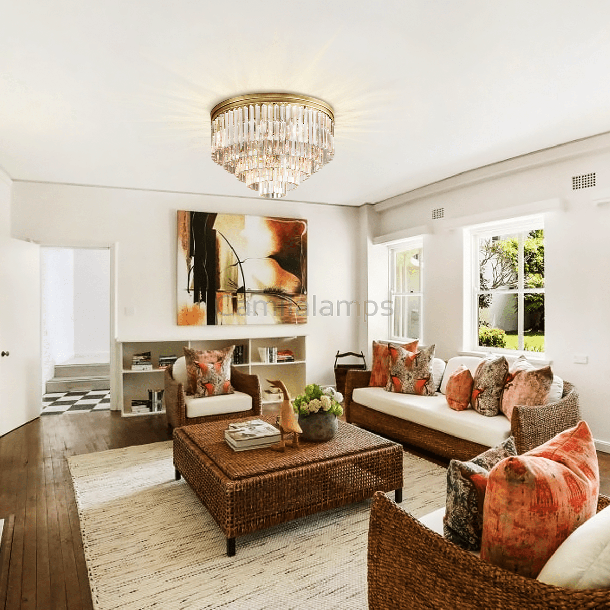 Odeon Crystal Multi - Layer Round Ceiling 20" 32" - Camilalamps - CH - M89