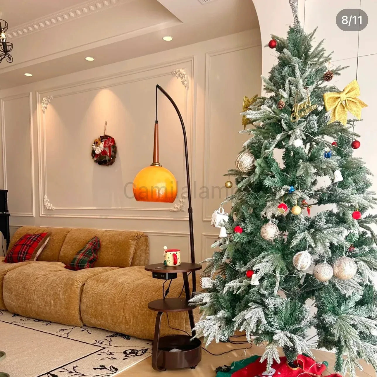 Orange Glass Lampshade floor lamp - Camilalamps - CA-OGL01