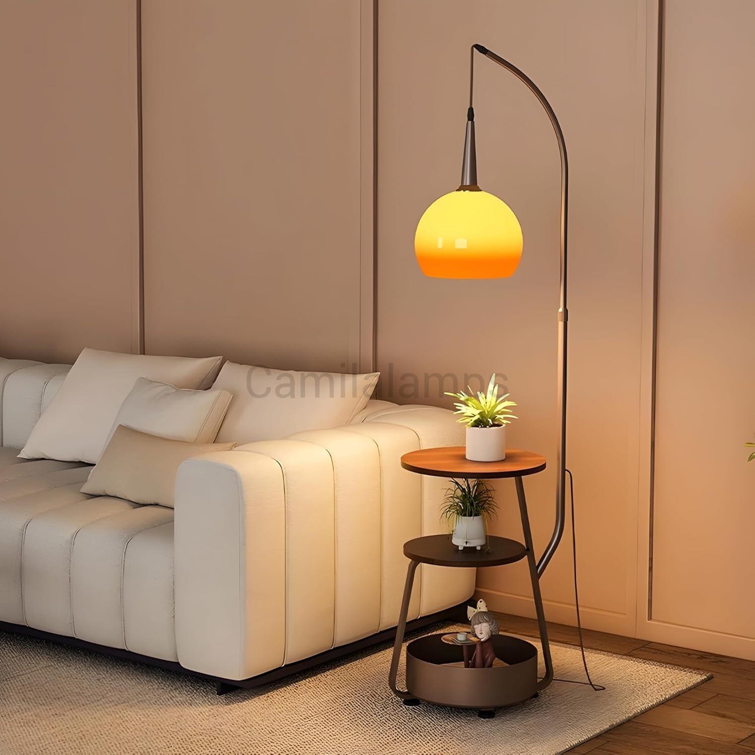 Orange Glass Lampshade floor lamp - Camilalamps - CA-OGL01