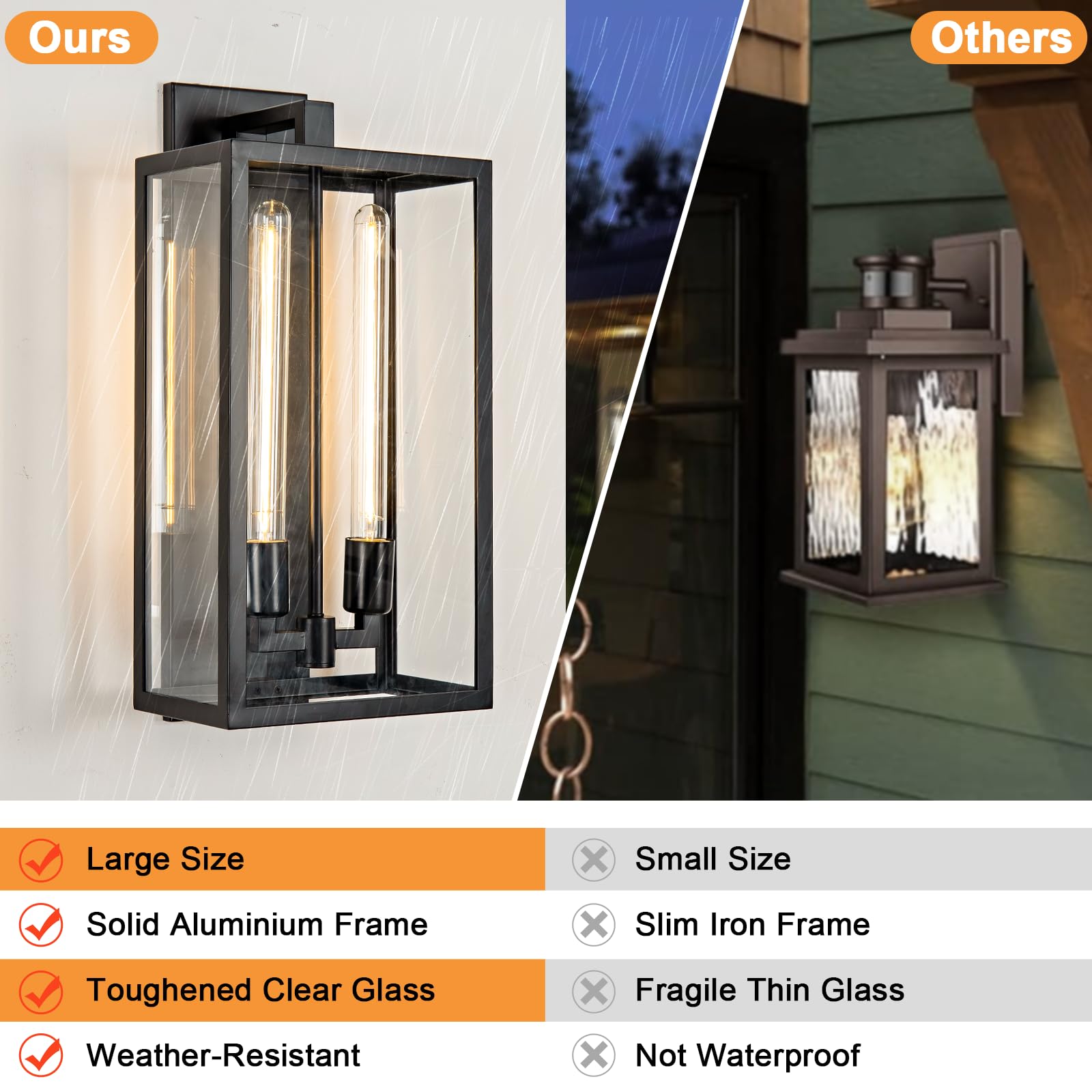 Outdoor Wall Sconce, 21" Large Gold Wall Mount Lamp, Outside Lights Front Porch Light, Waterproof Modern Porch Lighting Exterior Lamp for Front Door, Entryway (Bulbs Included) - Camilalamps - B0CPHSDH6H