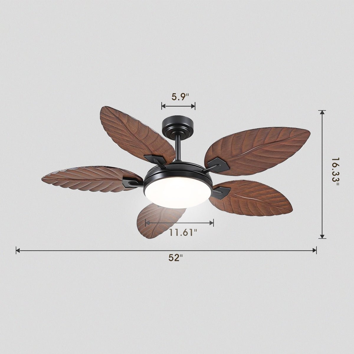 Palm Leaf Ceiling Fans with Lights Tropical Ceiling Fans 6 Speeds Reversible Wood Grain 52" - Camilalamps - CA - CFWL - 008