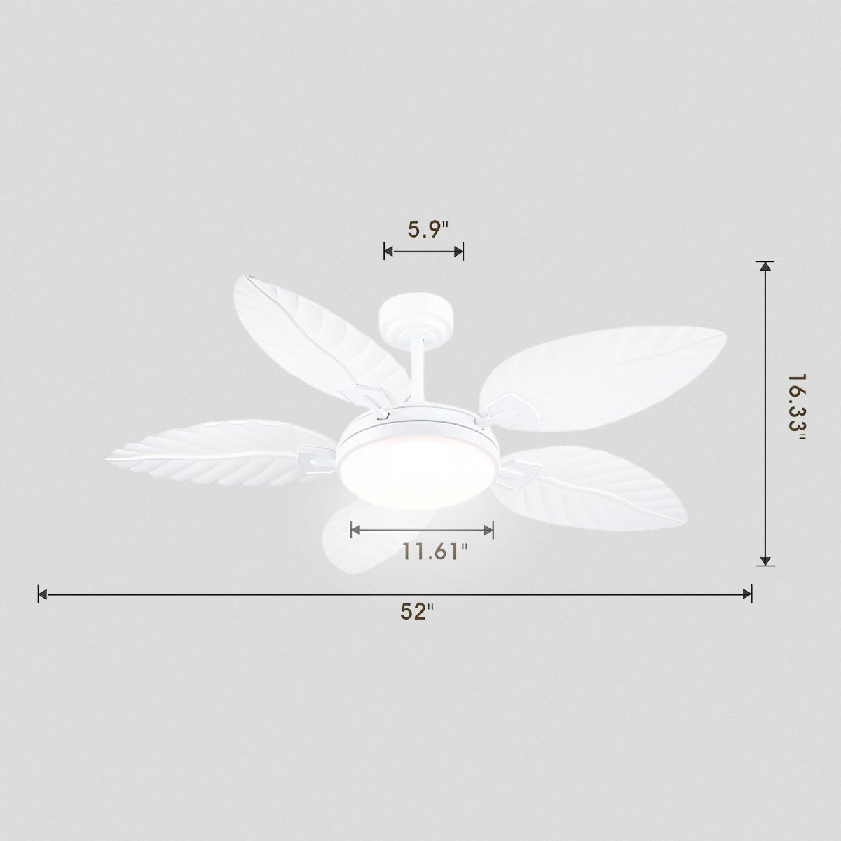 Palm Leaf Ceiling Fans with Lights Tropical Ceiling Fans 6 Speeds Reversible Wood Grain 52" - Camilalamps - CA - CFWL - 007
