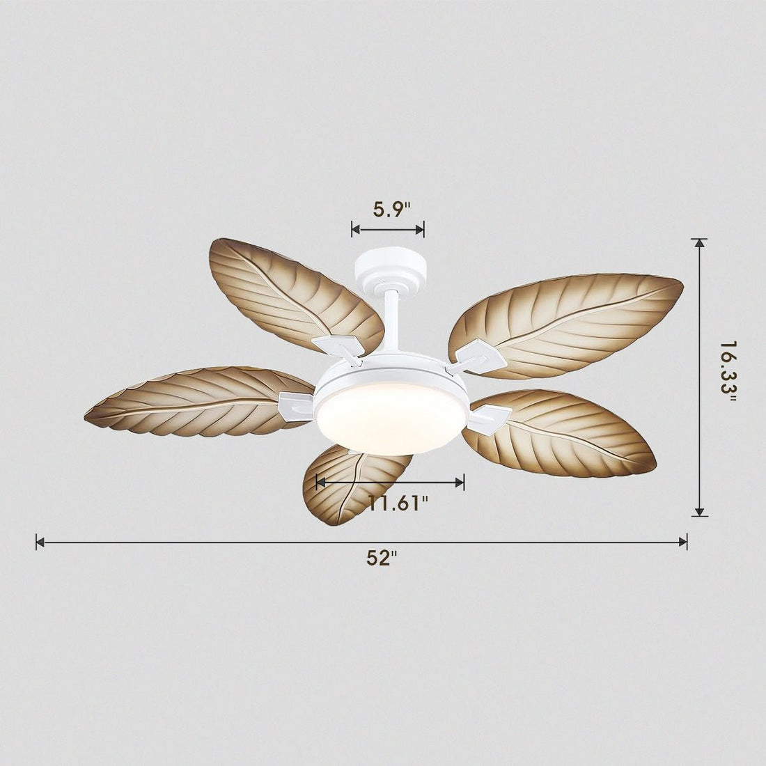 Palm Leaf Ceiling Fans with Lights Tropical Ceiling Fans 6 Speeds Reversible Wood Grain 52" - Camilalamps - CA - CFWL - 009