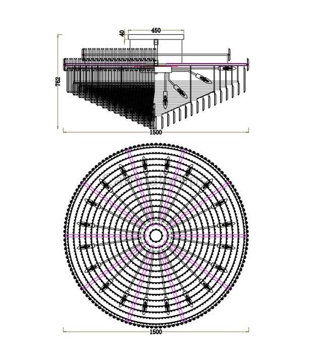 Phyllaris Crystal Chandelier 60" - Camilalamps - CA - A - 4609