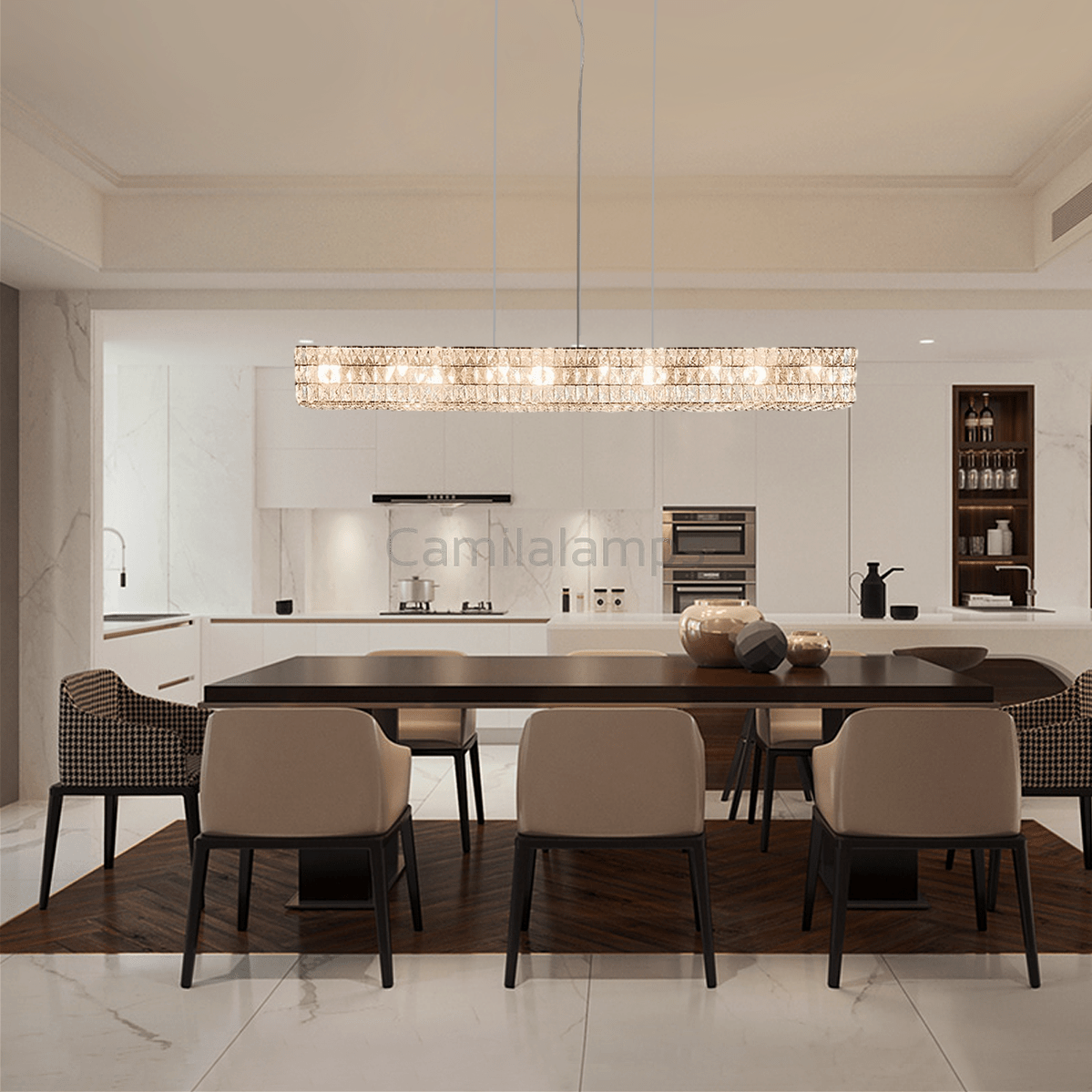 Pluto Halo Rectangular Crystal Chandelier - Camilalamps - CA - LI2024 - C5576