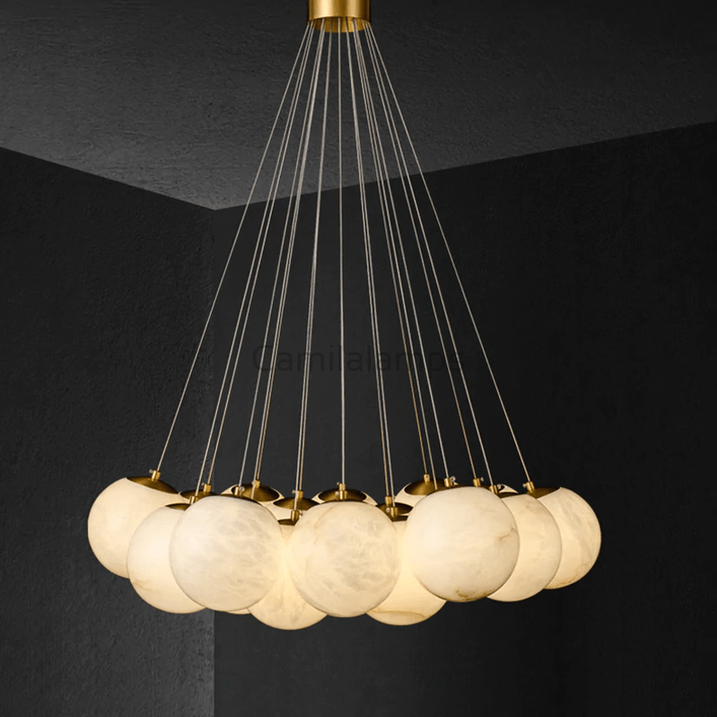 Post Modern Alabaster Globe Ceiling Pendant Light, Alabaster Chandelier Over Dining Table - Camilalamps - CA - 0052