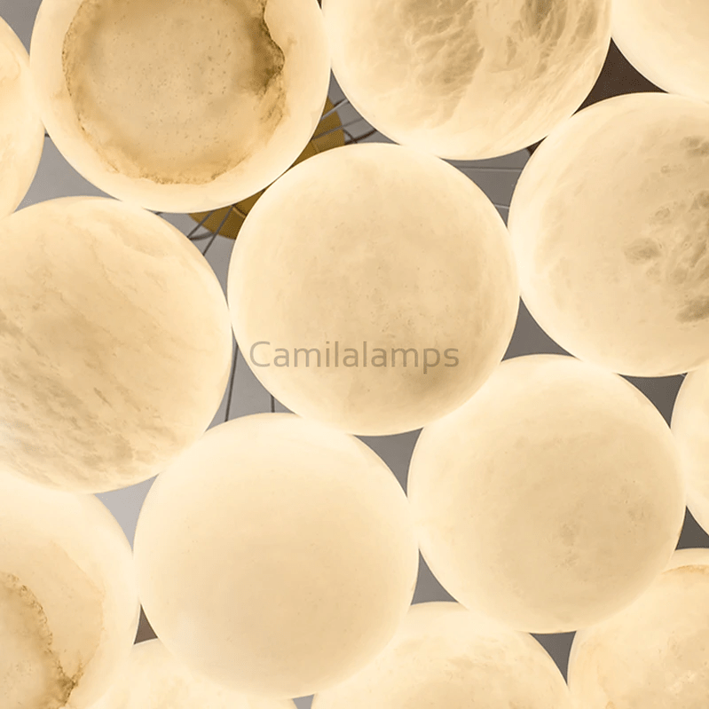 Post Modern Alabaster Globe Ceiling Pendant Light, Alabaster Chandelier Over Dining Table - Camilalamps - CA - 0052