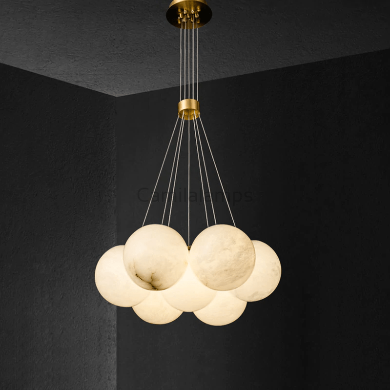 Post Modern Alabaster Globe Ceiling Pendant Light, Alabaster Chandelier Over Dining Table - Camilalamps - CA - 0051