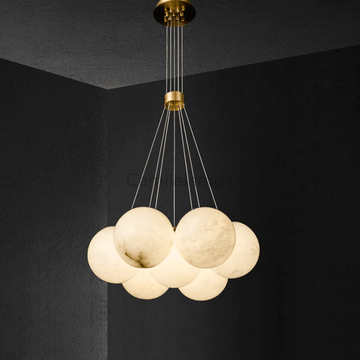 Post Modern Alabaster Globe Ceiling Pendant Light, Alabaster Chandelier Over Dining Table - Camilalamps - CA - 0051
