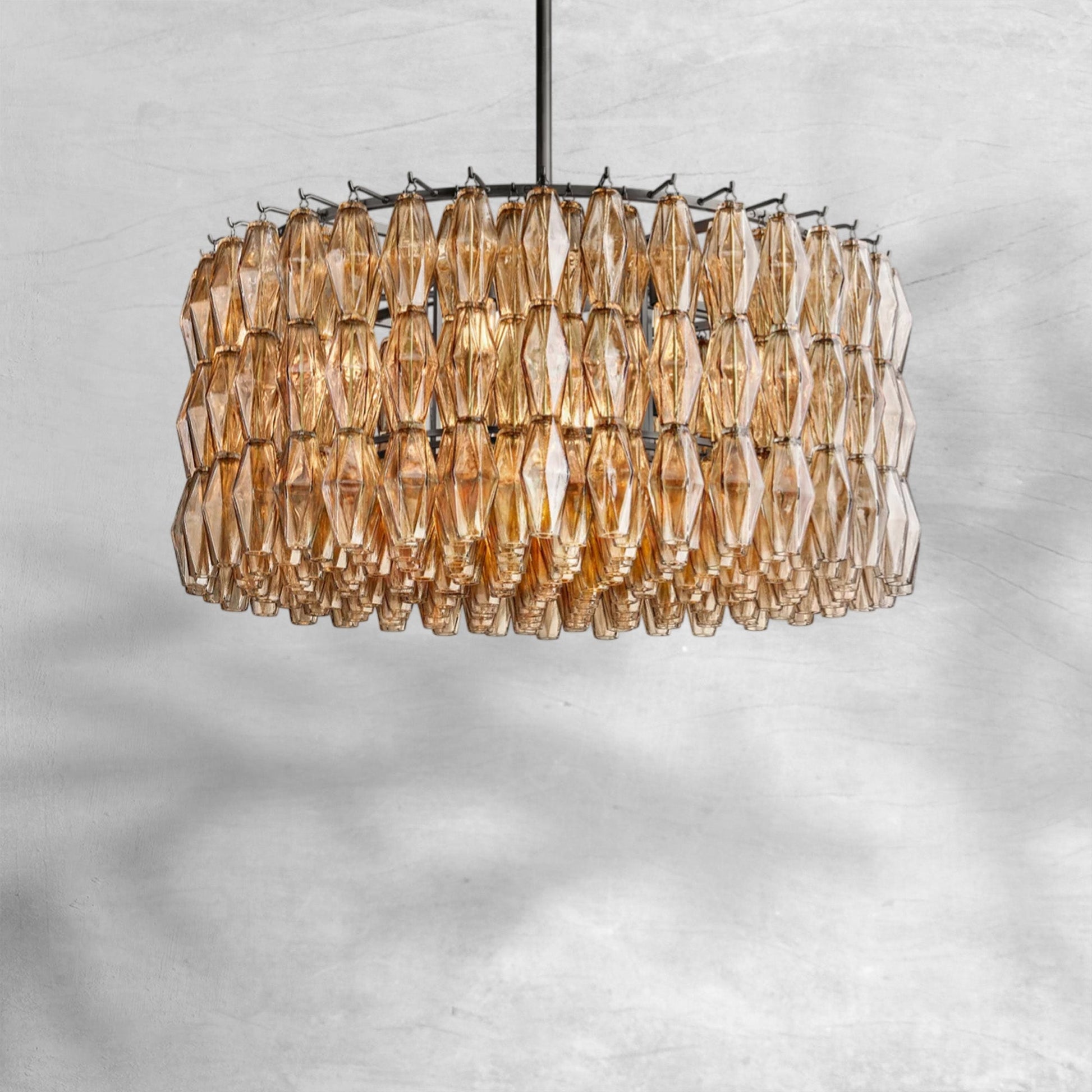 Chiaravalle Smoke Glass Round Chandelier 37"47‘’62‘’ - Camilalamps - CA-GA2023-R0361