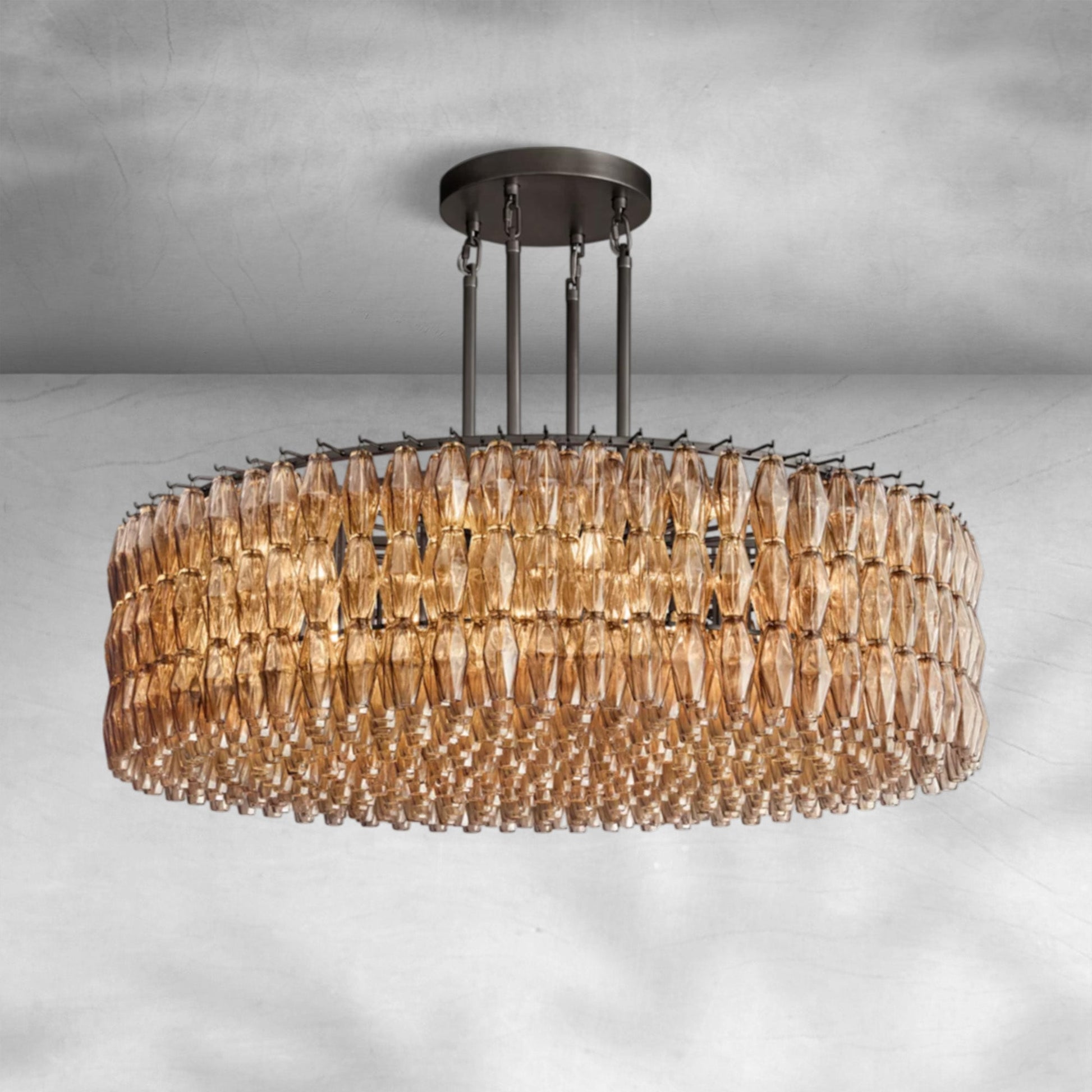 Chiaravalle Smoke Glass Round Chandelier 37"47‘’62‘’ - Camilalamps - CA-GA2023-R0365