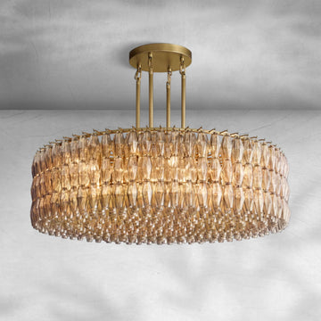 Chiaravalle Smoke Glass Round Chandelier 37"47‘’62‘’ - Camilalamps - CA-GA2023-R0363