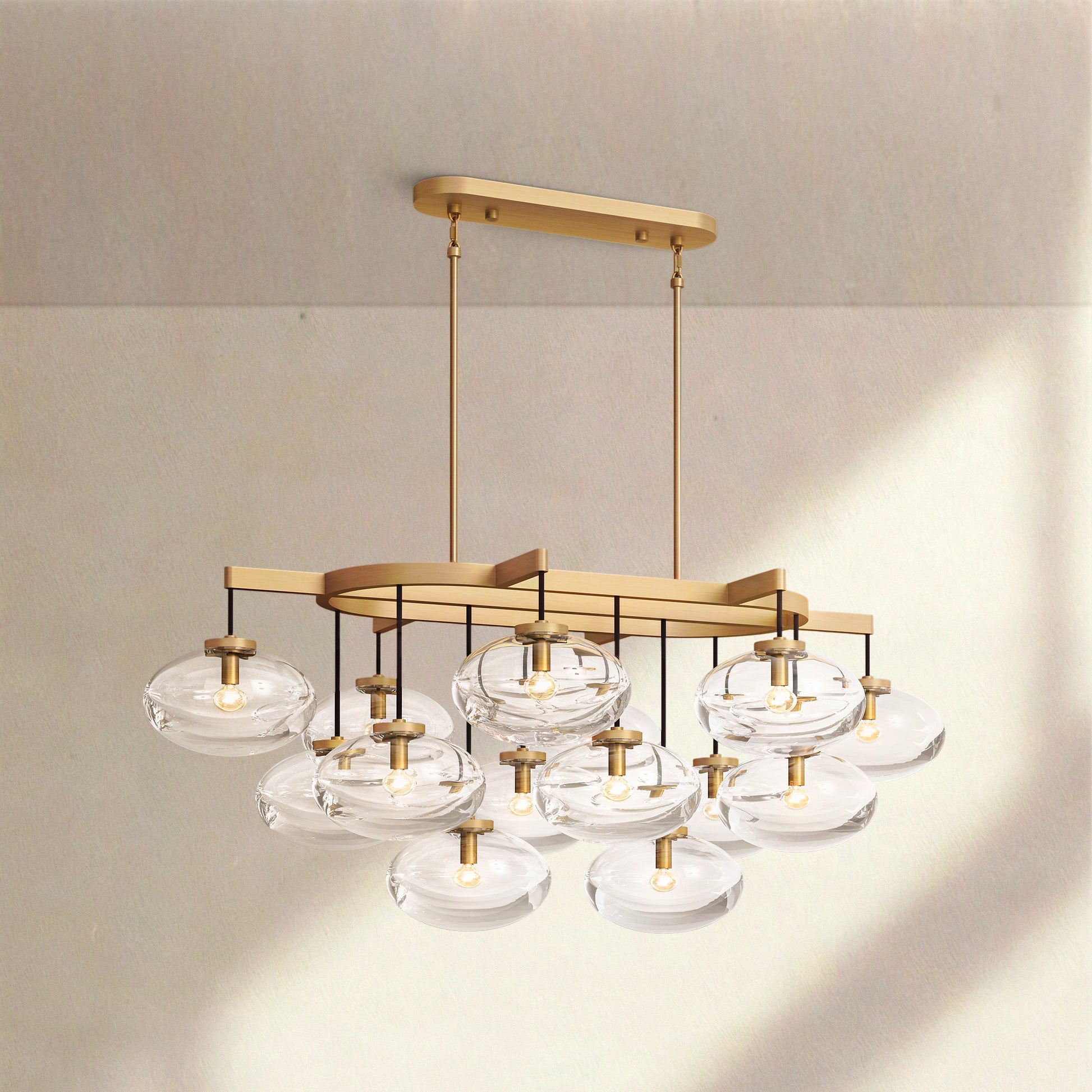 Cabrlet Clear/Amber Glass Linear Chandelier - Camilalamps - BU-CAB-Linear-2