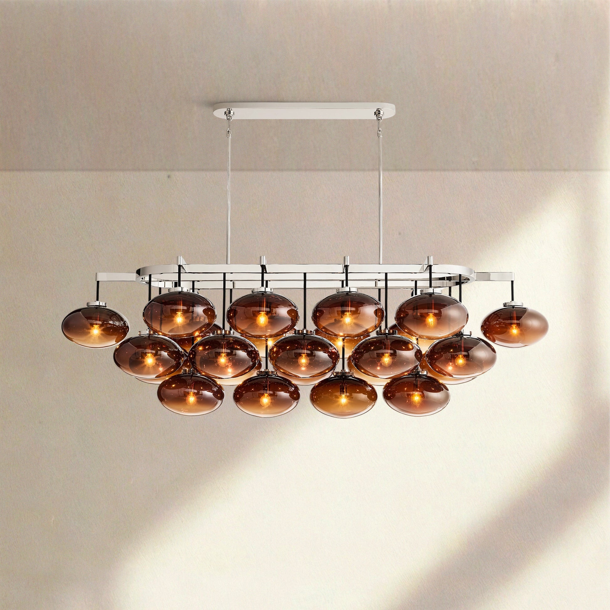 Cabrlet Clear/Amber Glass Linear Chandelier - Camilalamps - BU-CAB-Linear-11