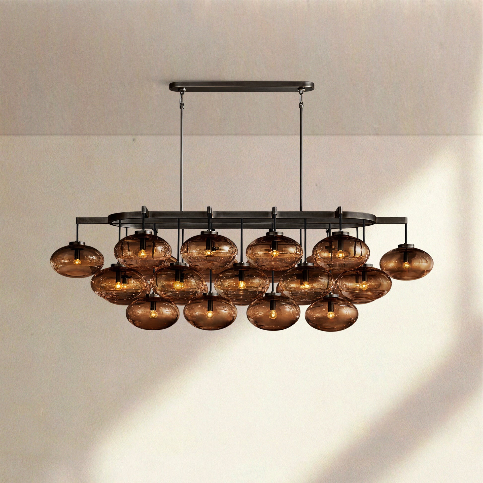 Cabrlet Clear/Amber Glass Linear Chandelier - Camilalamps - BU-CAB-Linear-9