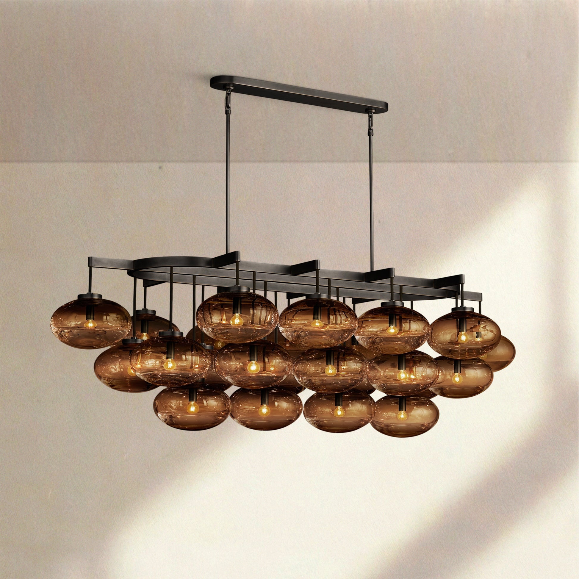 Cabrlet Clear/Amber Glass Linear Chandelier - Camilalamps - BU-CAB-Linear-9
