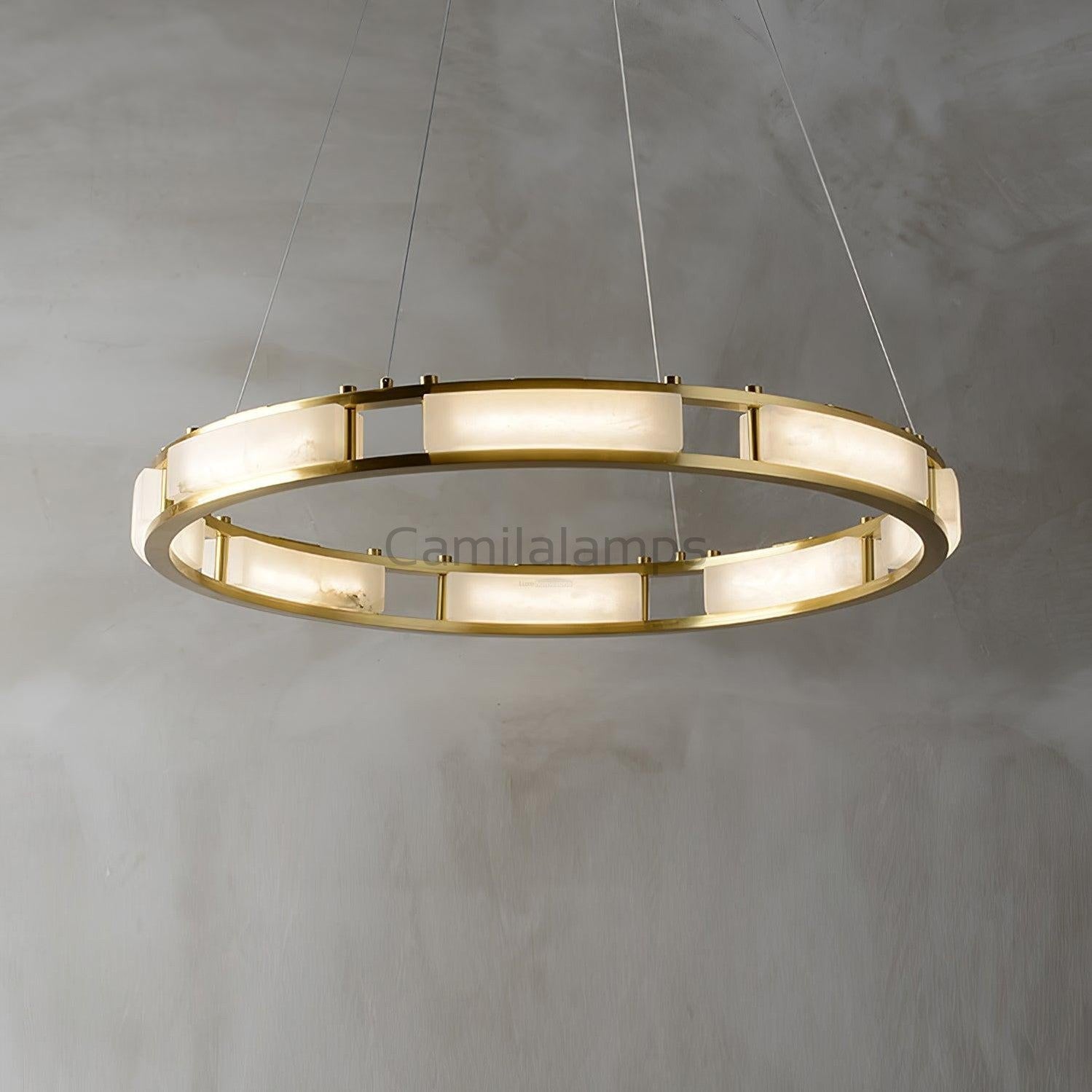 Qatar Alabaster Round Chandelier - Camilalamps - Qatar - 1418 - ? 31. - Brass - Warm - 5