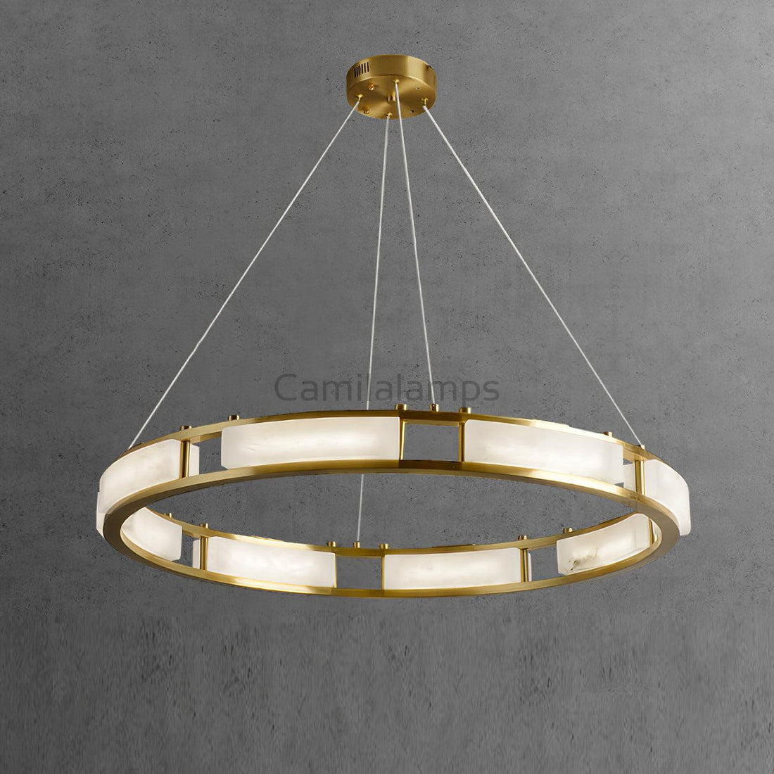 Qatar Alabaster Round Chandelier - Camilalamps - Qatar - 1418 - ? 15. - Brass - Warm - 1