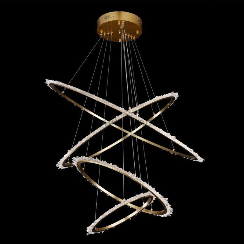 Quartz Crystal Chandelier Modern Suspended Hanging Light 4 Rings - Camilalamps - CAM - QUA - 01