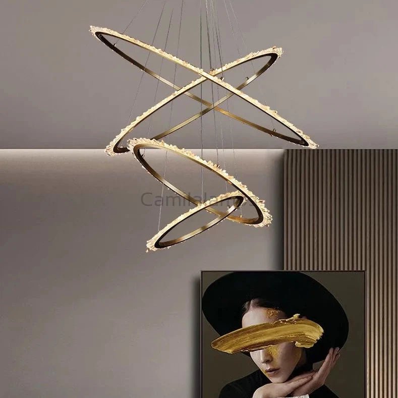 Quartz Crystal Chandelier Modern Suspended Hanging Light 4 Rings - Camilalamps - CAM - QUA - 01