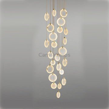 Queenie marble disc Long Round chandelier For Loft - Camilalamps - QUENNIE-13