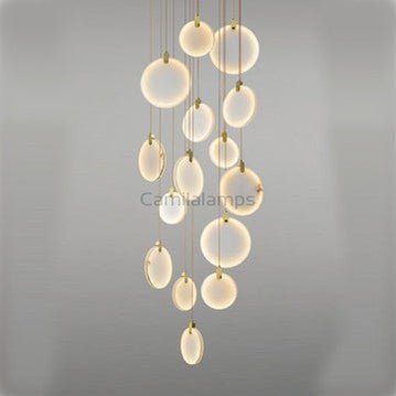 Queenie marble disc Long Round chandelier For Loft - Camilalamps - QUENNIE - 7