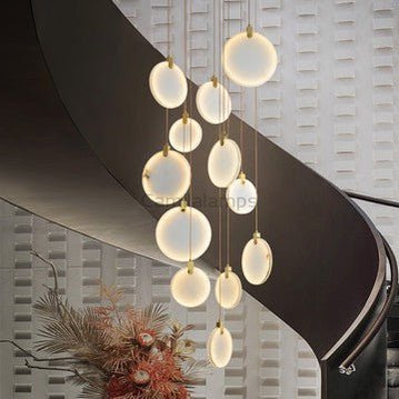 Queenie marble disc Long Round chandelier For Loft - Camilalamps - QUENNIE-11