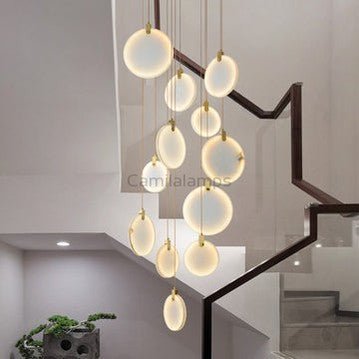 Queenie marble disc Long Round chandelier For Loft - Camilalamps - QUENNIE-15