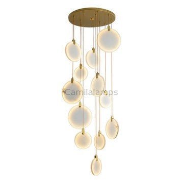Queenie marble disc Long Round chandelier For Loft - Camilalamps - QUENNIE-15