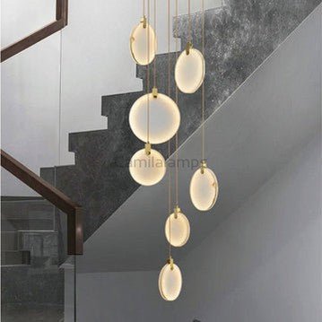 Queenie marble disc Long Round chandelier For Loft - Camilalamps - QUENNIE-12
