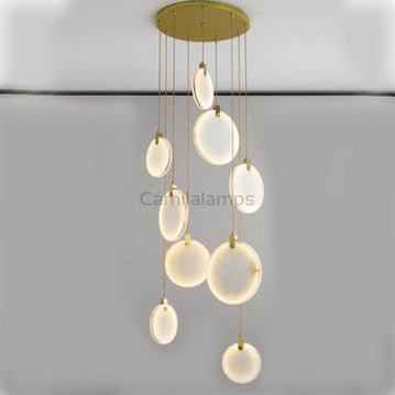 Queenie marble disc Long Round chandelier For Loft - Camilalamps - QUENNIE-14