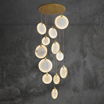Queenie marble disc Long Round chandelier For Loft - Camilalamps - QUENNIE - 1