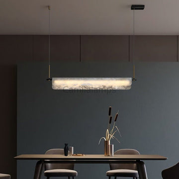 Quinlan Alabaster Linear Pendant Light Over Kitchen Island - Camilalamps - CAM - QU - 001