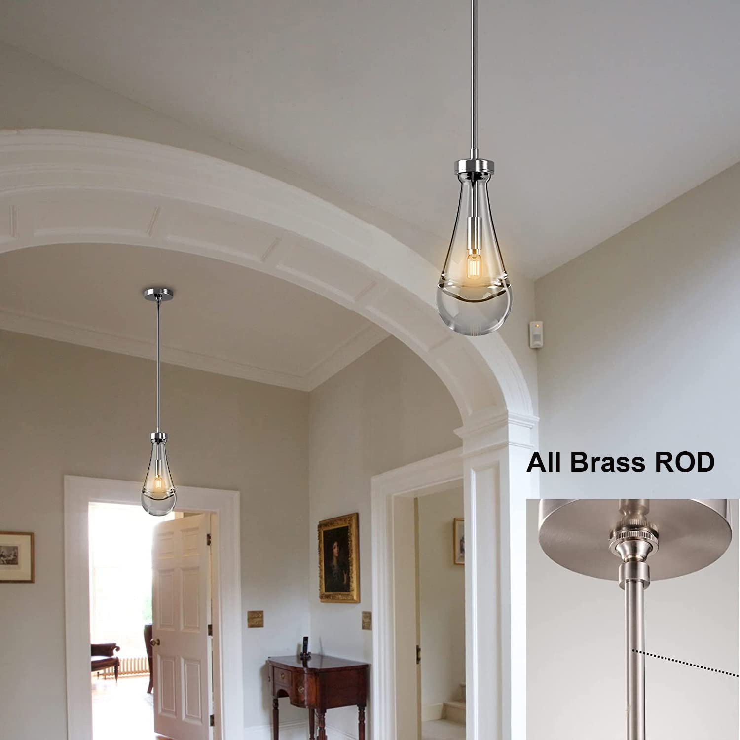 Raindrop Pendant Lights Set of 2,Kitchen Island Hanging Light Fixtures, Modern Art Raindrop Clear Solid Glass Chandelier for Dining Room for Porch, Corridor, Living Room - Camilalamps - B0CSPP5CY4